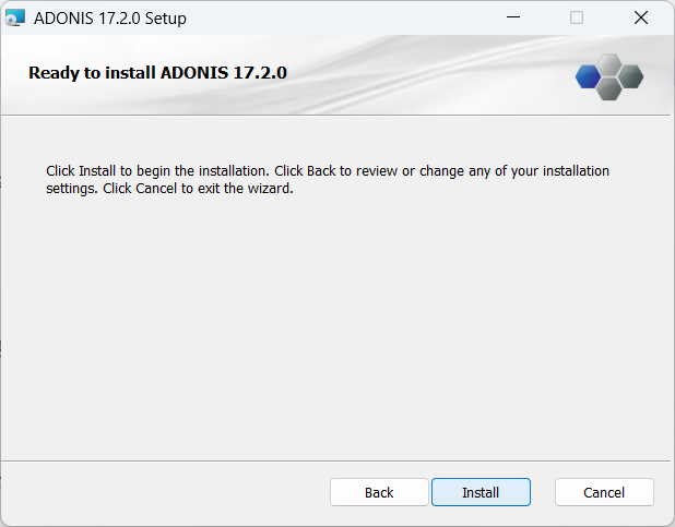  Installing ADONIS (3) – ready to install