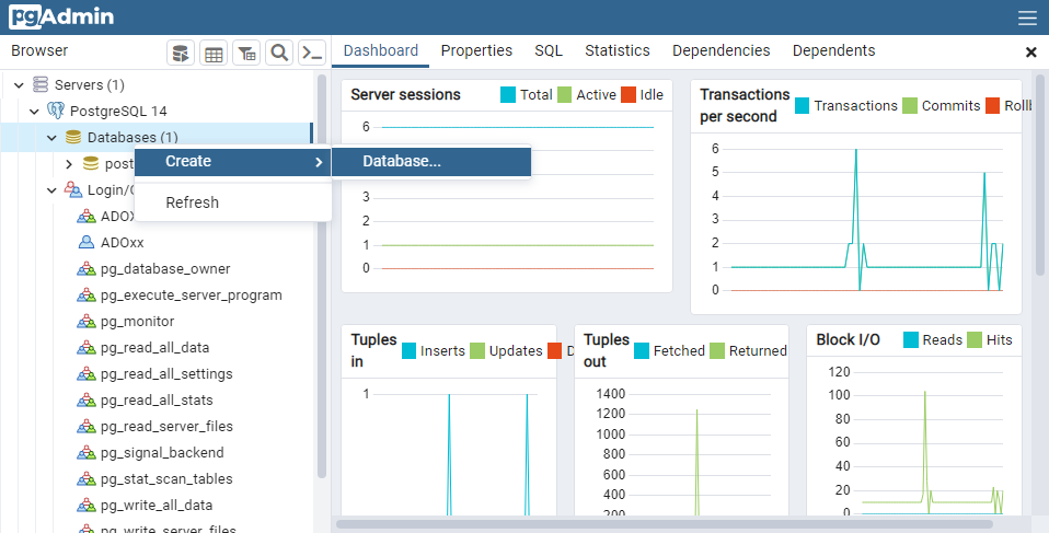 Create new database