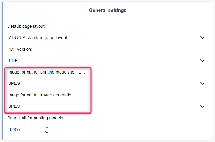 Set JPEG as image format