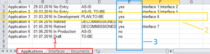  Example of an Excel File with Objects and Their Attributes