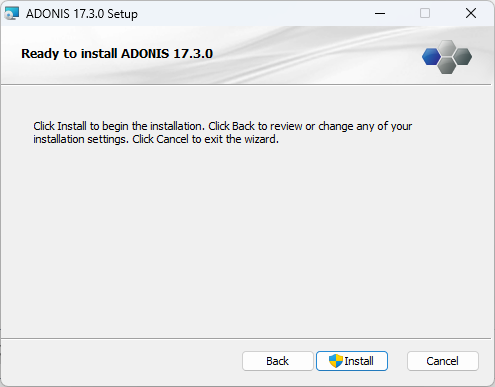  Installing ADONIS (3) – ready to install