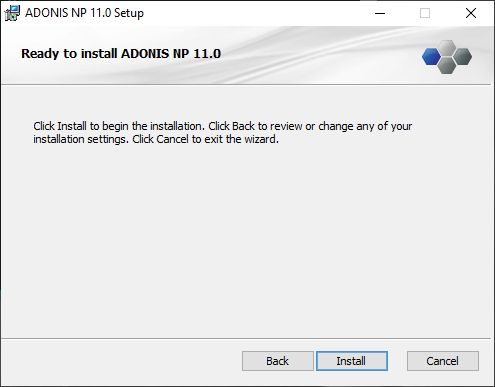  Installing ADONIS NP (3) – ready to install