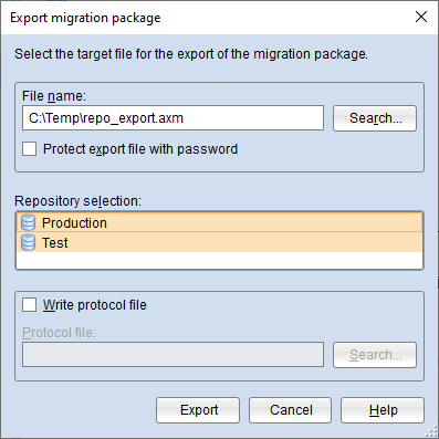 Export multiple repositories