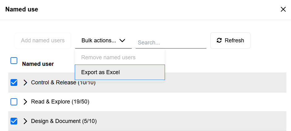 Export Named Users to Excel