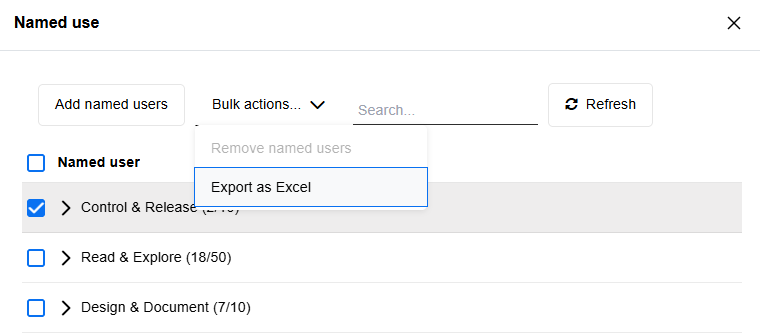 Export Named Users to Excel
